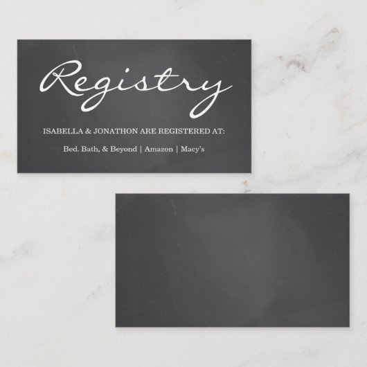 Krijtbord Achtergrond Gift Registry Enclosure Kaar Informatiekaartje (Voorkant / Achterkant)