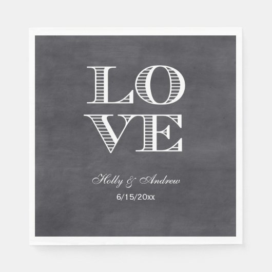 Krijtbord Achtergrond, Witte LOVE Servetten (Voorkant)