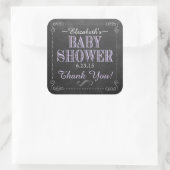 Krijtbord Afbeelding Baby shower Paarse Vierkante Sticker (Tas)