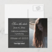 Krijtbord Afstuderen Foto Sla de datum op Aankondigingskaart (Voorkant / Achterkant)