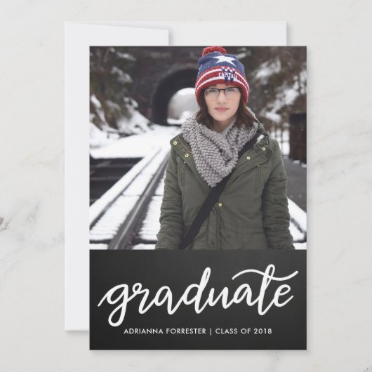 Krijtbord Afstuderen handgeschreven | Foto Kaart (Voorkant)