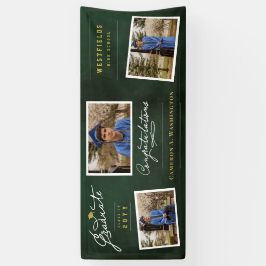 Krijtbord Afstuderen Script 3 Foto Afstudeerder Pa Spandoek (Verticaal)