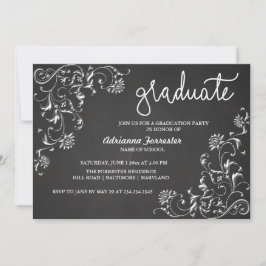 Krijtbord Afstuderen Typografie Damask Pattern Kaart