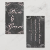Krijtbord Antiek Roze Bloemen Bruid Registry Kaart (Voorkant / Achterkant)