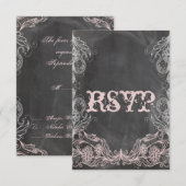 Krijtbord Antiek Roze Bloemen RSVP Huwelijk (Voorkant / Achterkant)