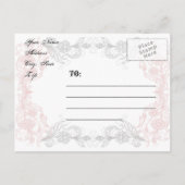 Krijtbord Antiek Roze Bloemen Save the Date Post Aankondigingskaart (Achterkant)