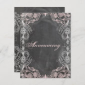 Krijtbord Antiek Roze Bloemstuk Trouwfeest Aankondiging (Voorkant / Achterkant)