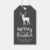Krijtbord Antler Merry & Bright Script Kerstmis Cadeaulabel (Voorkant)