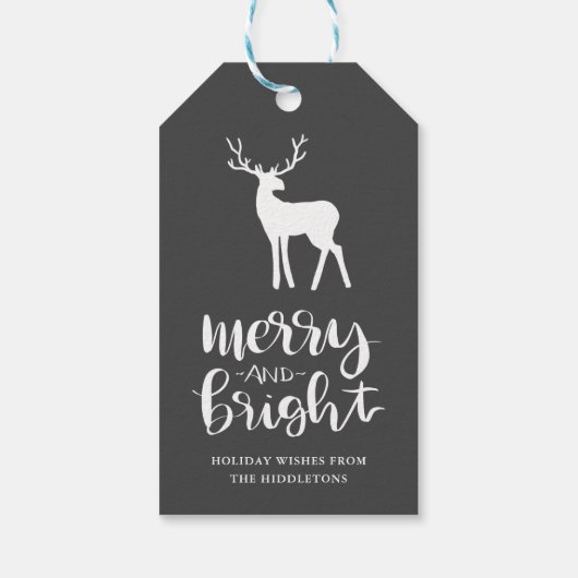 Krijtbord Antler Merry & Bright Script Kerstmis Cadeaulabel (Achterkant)