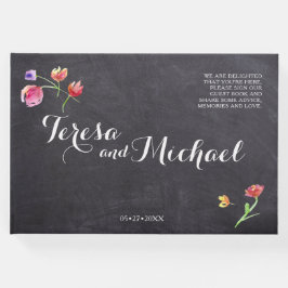 Krijtbord Aquarel Bloem Schilderen, rustiek Gastenboek