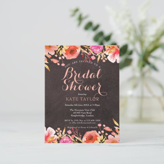 Krijtbord Aquarel Bloemen Vrijgezellenfeest Aankondigingskaart (Staand voorkant)