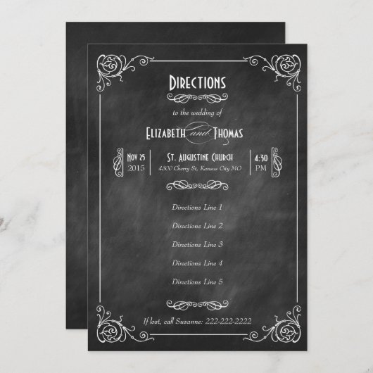 Krijtbord Art Deco Richtingen Insteekkaart Kaart (Voorkant / Achterkant)