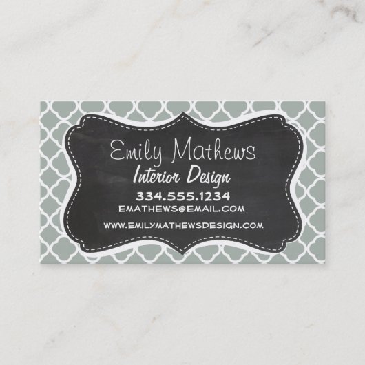  krijtbord Ash Grey; Grijs kwartblad Visitekaartje (Voorkant)