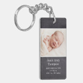 Krijtbord Baby Foto Geboorte Statistieken Geperson Sleutelhanger (Voorkant Links)