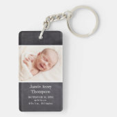 Krijtbord Baby Foto Geboorte Statistieken Geperson Sleutelhanger (achterkant)