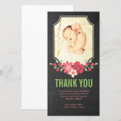 Krijtbord Baby Meisje Bedankt Bloemen Foto Kaart (Voorkant / Achterkant)