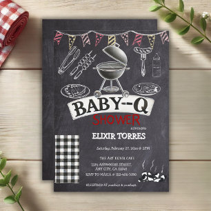 Krijtbord Baby-Q Grill Baby shower Kaart