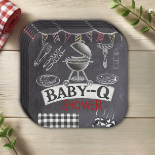 Krijtbord Baby-Q Grill Baby shower Papieren Bordje
