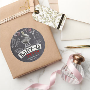 Krijtbord Baby-Q Grill Baby shower Ronde Sticker