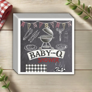 Krijtbord Baby-Q Grill Baby shower Servet