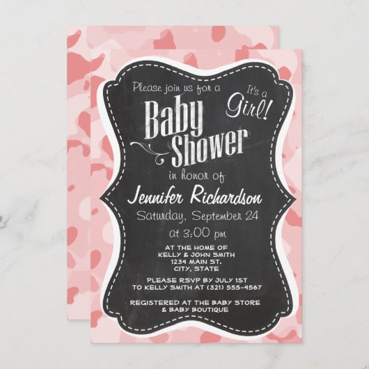  Krijtbord Baby Roze Camo; Camouflage Kaart (Voorkant / Achterkant)