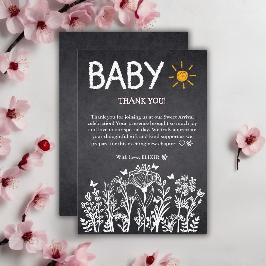 Krijtbord Baby Spring Tekening Baby shower Bedankkaart