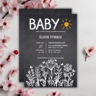 Krijtbord Baby Spring Tekening Baby shower Kaart