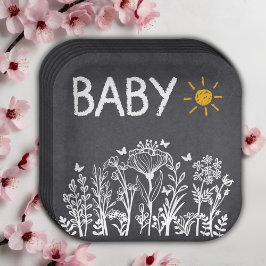 Krijtbord Baby Spring Tekening Baby shower Papieren Bordje