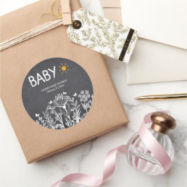 Krijtbord Baby Spring Tekening Baby shower Ronde Sticker