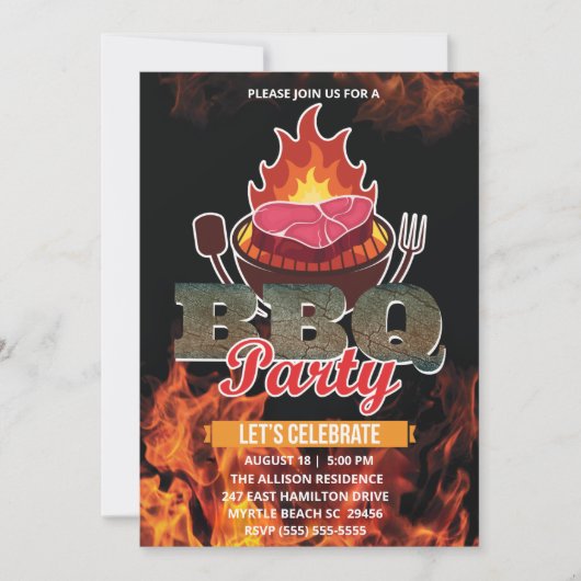 Krijtbord BBQ Grill  Picknick  Zomer  Feestje Kaart (Voorkant)