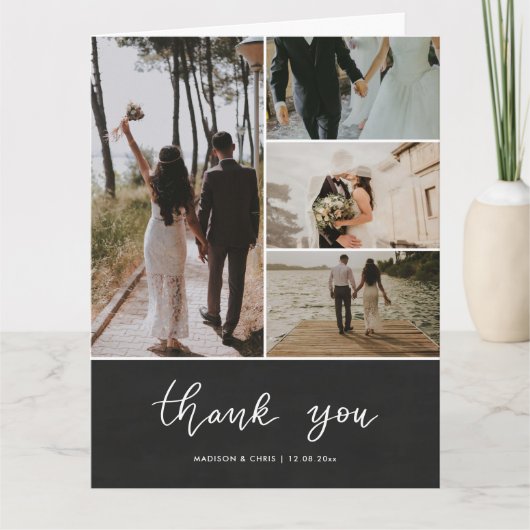 Krijtbord Bedankt Script Wedding Photo Collage (Voorkant)