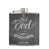 Krijtbord Beste Papa Ooit Vaderdag Gepersonaliseer Heupfles (Voorkant)