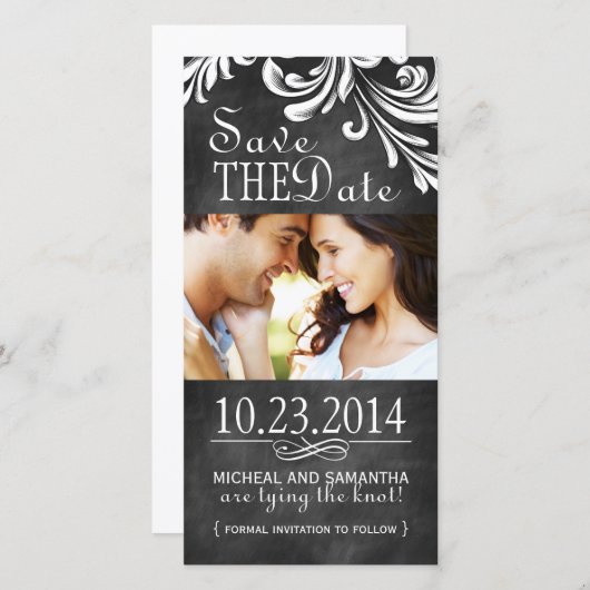  krijtbord Bewaar de datum Fotokaarten Save The Date (Voorkant / Achterkant)