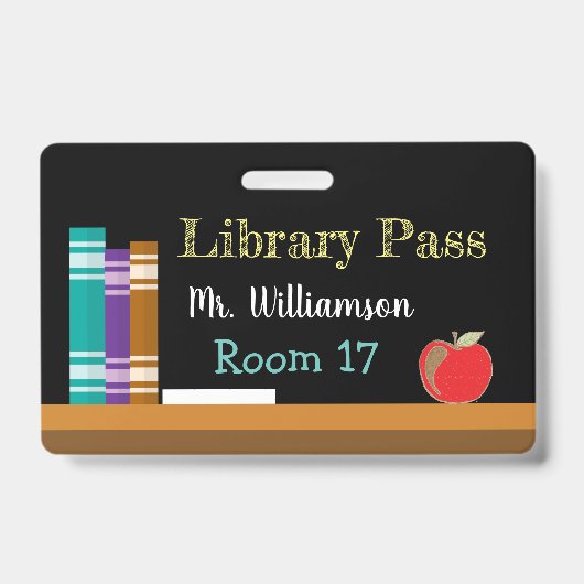 Krijtbord bibliotheek plastic badge hal pas (Voorzijde)