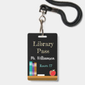 Krijtbord bibliotheek verticale halpas badge (Voorzijde met lanyard)