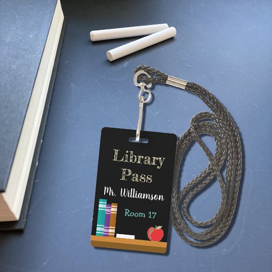 Krijtbord bibliotheek verticale halpas badge