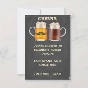 Krijtbord Bierglazen Bachelorfeest Uitnodiging