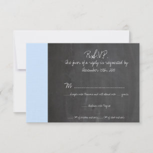 Krijtbord Blauw Bruiloft RSVP Kaart