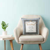 Krijtbord Blauw Grijs en Tan Newborn Keepsake Kussen (Stoel)