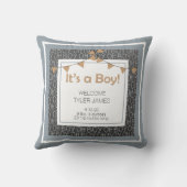 Krijtbord Blauw Grijs en Tan Newborn Keepsake Kussen (Achterkant)