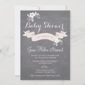Krijtbord bloem licht roze lint baby shower kaart (Voorkant)
