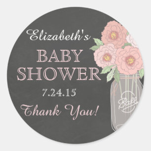 Krijtbord Bloem Mason Jar Baby Shower Sticker