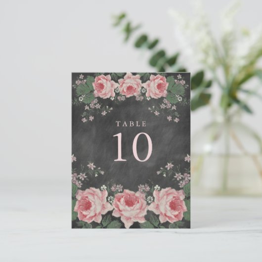  KRIJTBORD BLOEM TAFELNUMMER POST KAARTEN (Staand voorkant)