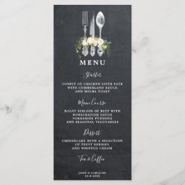 Krijtbord Bloemen Bestek Wedding Menu Cards