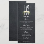 Krijtbord Bloemen Bestek Wedding Menu Cards (Voorkant / Achterkant)