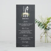 Krijtbord Bloemen Bestek Wedding Menu Cards (Staand voorkant)