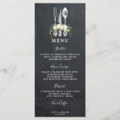 Krijtbord Bloemen Bestek Wedding Menu Cards (Voorkant)