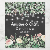 Krijtbord Bloemen Houten Strijklichten bruiloft Wijn Etiket (Enkel label)