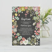 Krijtbord Bloemen MEISJES Doop Uitnodiging (Staand voorkant)