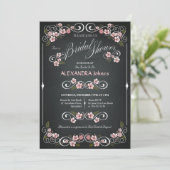 Krijtbord Bloemen Vrijgezellenfeest Chique Vintage Kaart (Staand voorkant)